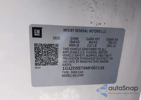 2021 Chevrolet Malibu Fwd Lt из США, поврежденный, VIN 1G1ZD5ST9MF007136